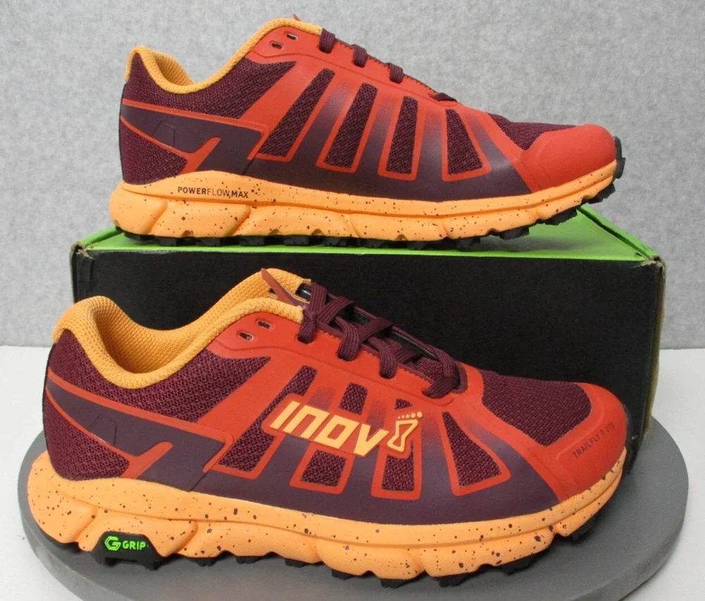 Inov-8 Trailfly G 270 Trail Running Shoes Womens Sz 7 Red /Burgundy/Orange